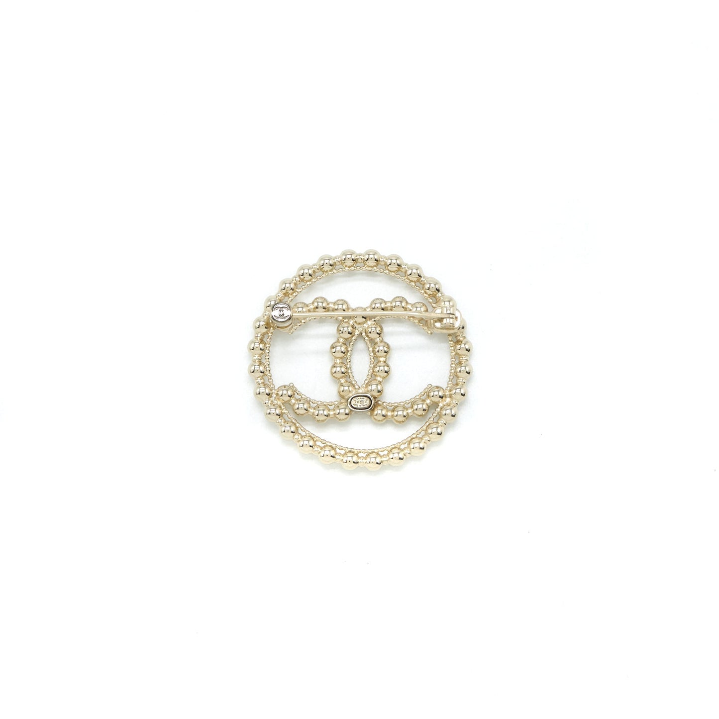 Chanel Round CC logo light tone Brooch Gold Handbag