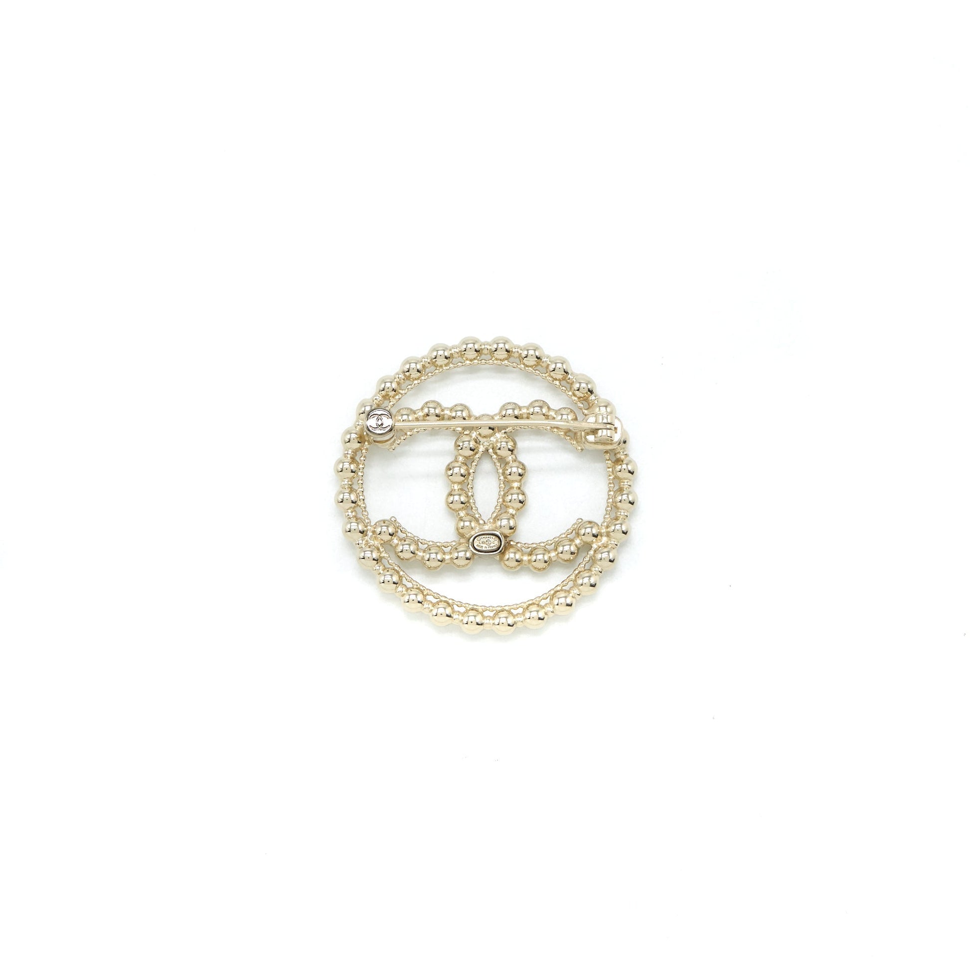 Chanel Round CC logo light tone Brooch Gold Handbag