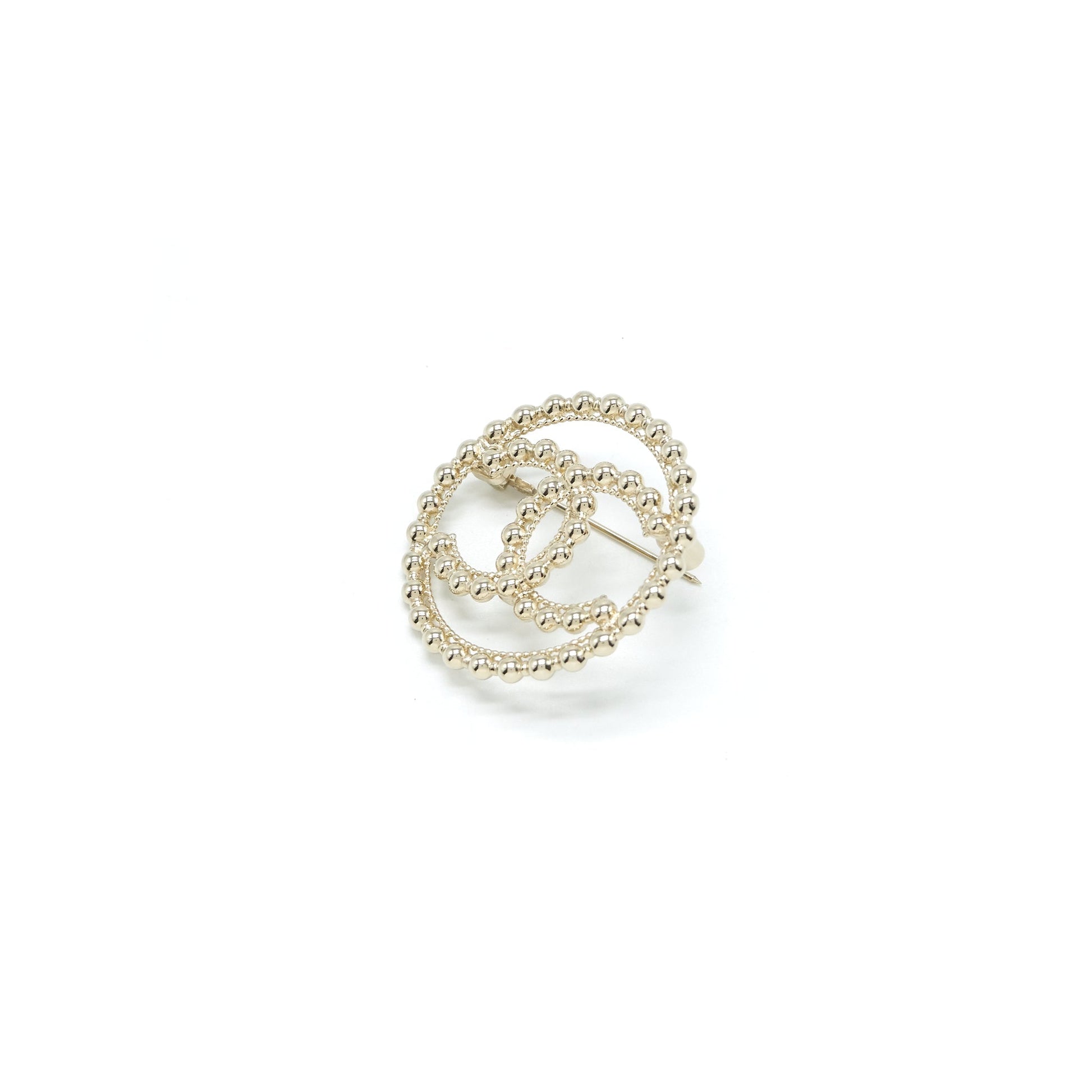 Chanel Round CC logo light tone Brooch Gold Handbag