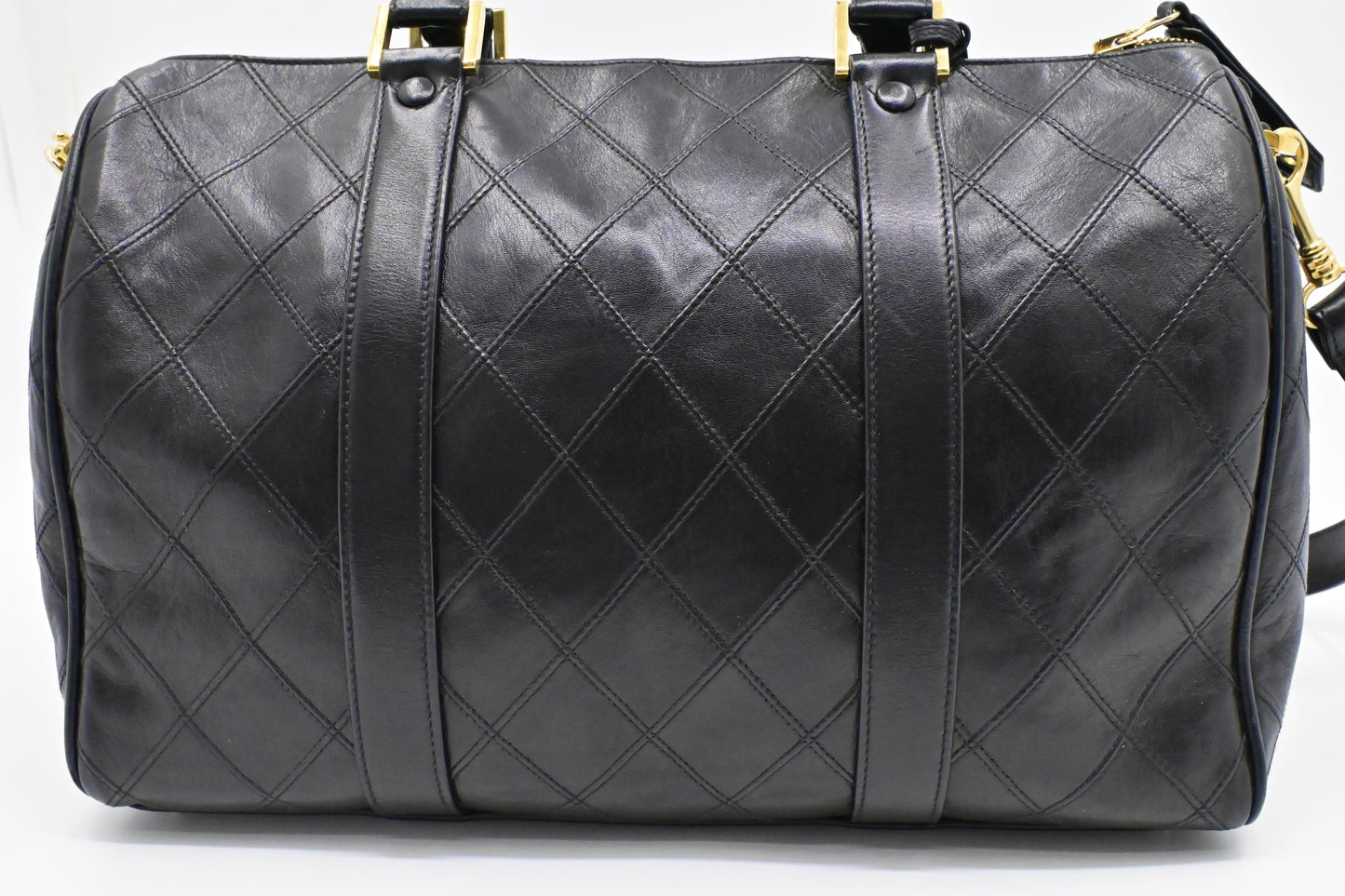 Chanel Bicolor Boston Quilted Lambskin Black Travel Bag