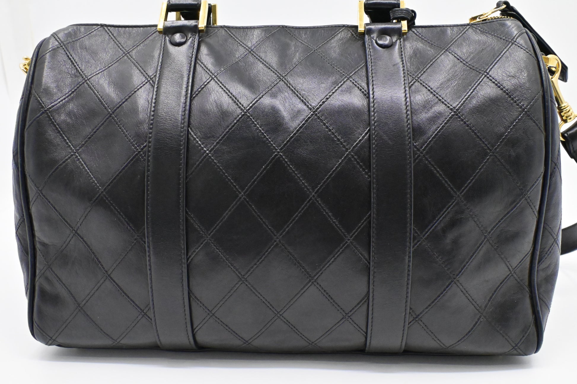 Chanel Bicolor Boston Quilted Lambskin Black Travel Bag