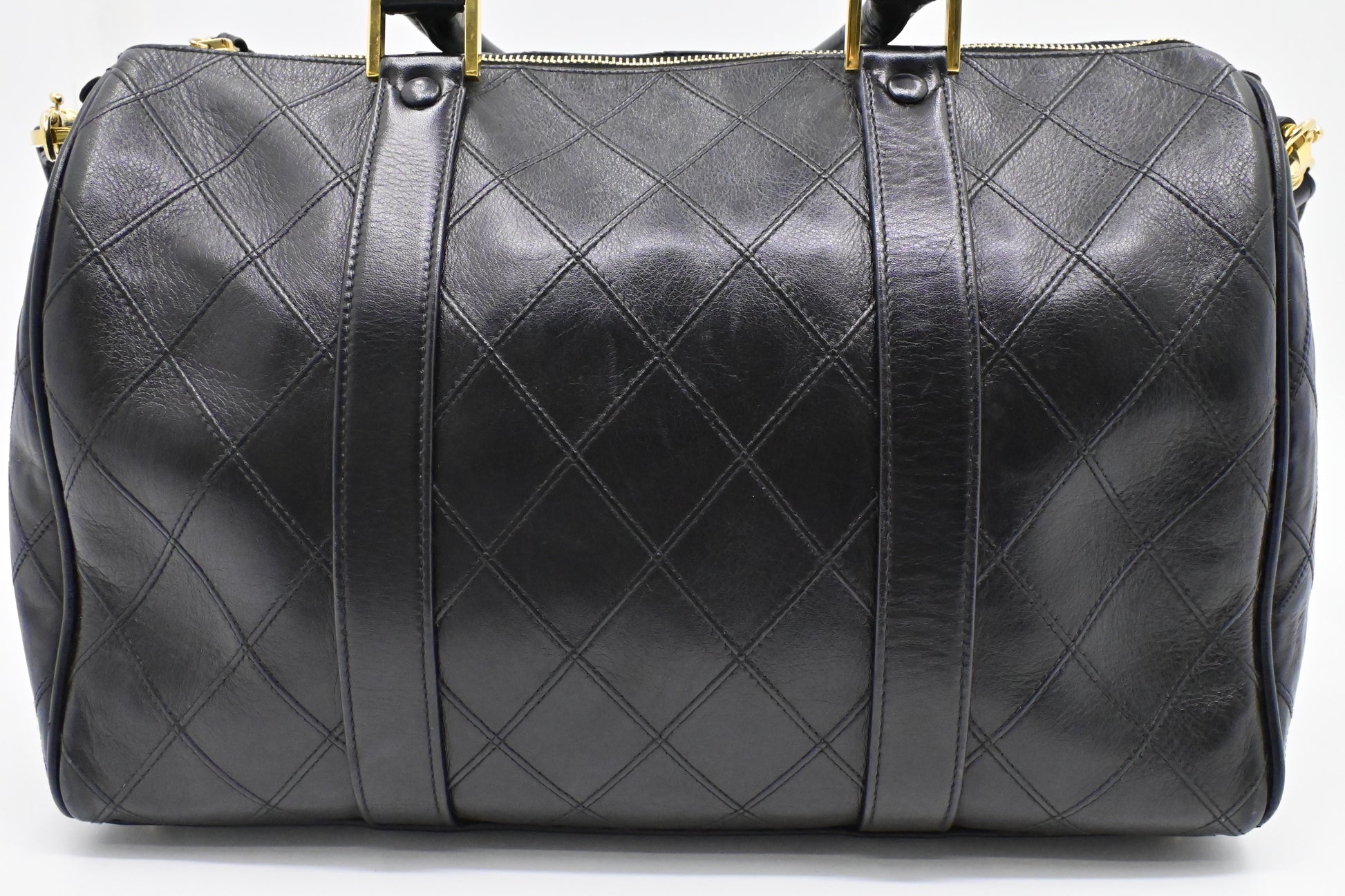 Chanel Bicolor Boston Quilted Lambskin Black Travel Bag