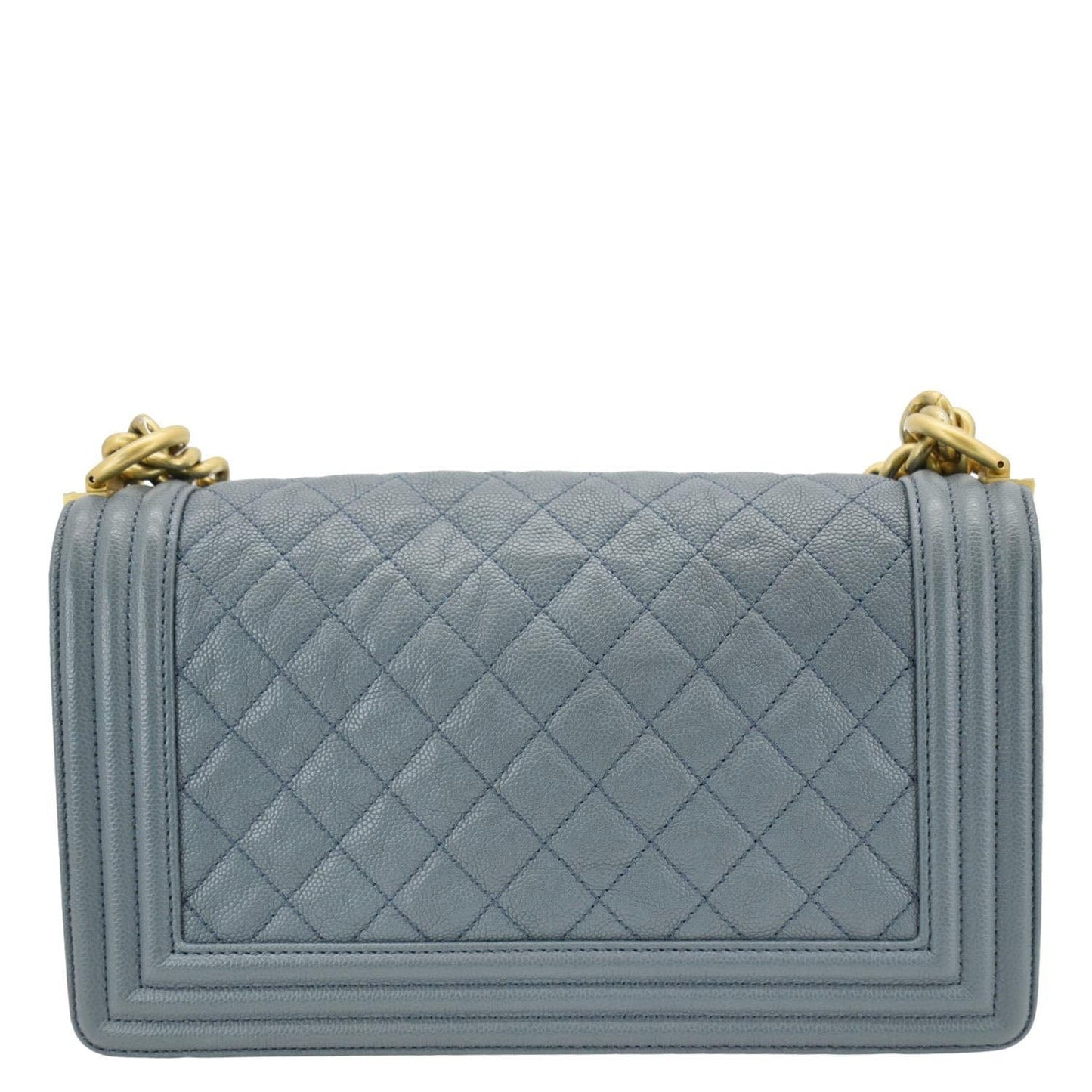Chanel Boy Flap Caviar Quilted Leather Blue Travel Bag