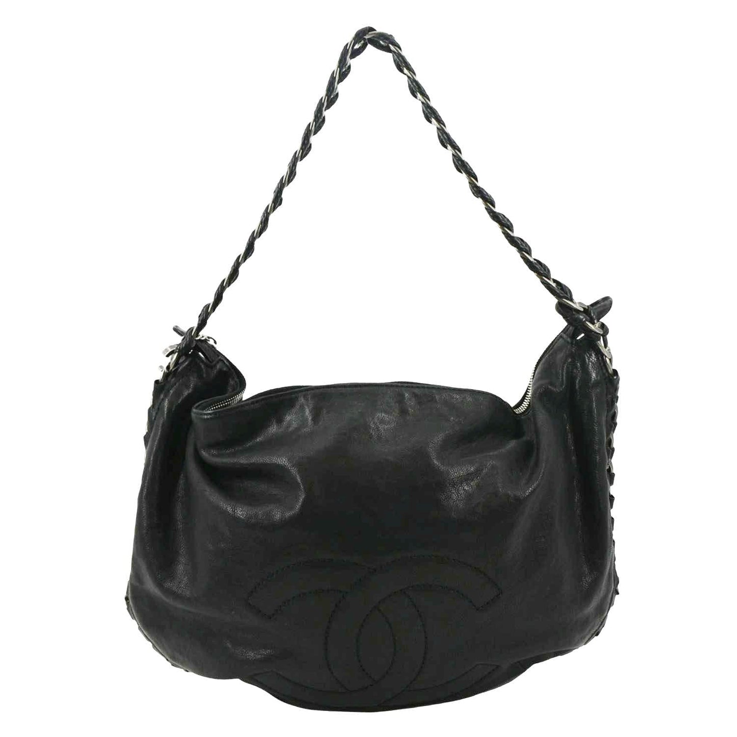 Chanel Modern Hobo Leather Calfskin Black Travel Bag