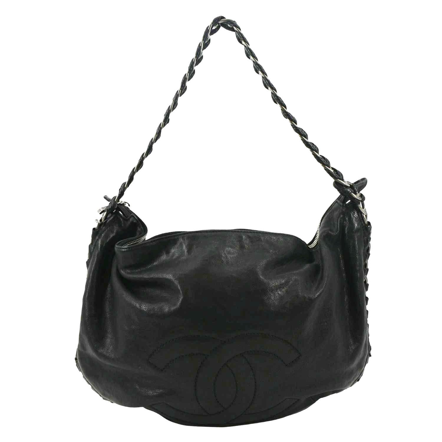 Chanel Modern Hobo Leather Calfskin Black Travel Bag