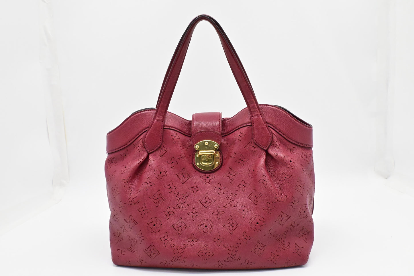 Louis Vuitton Seal Grenat Mahina PM Leather Handbag