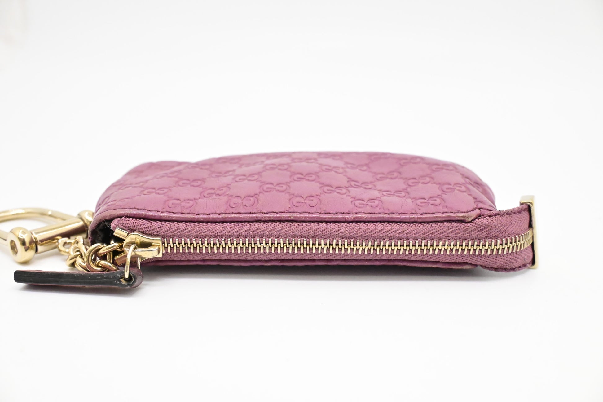 Gucci Key Case In Microssima Handbag Leather Pink Travel Bag