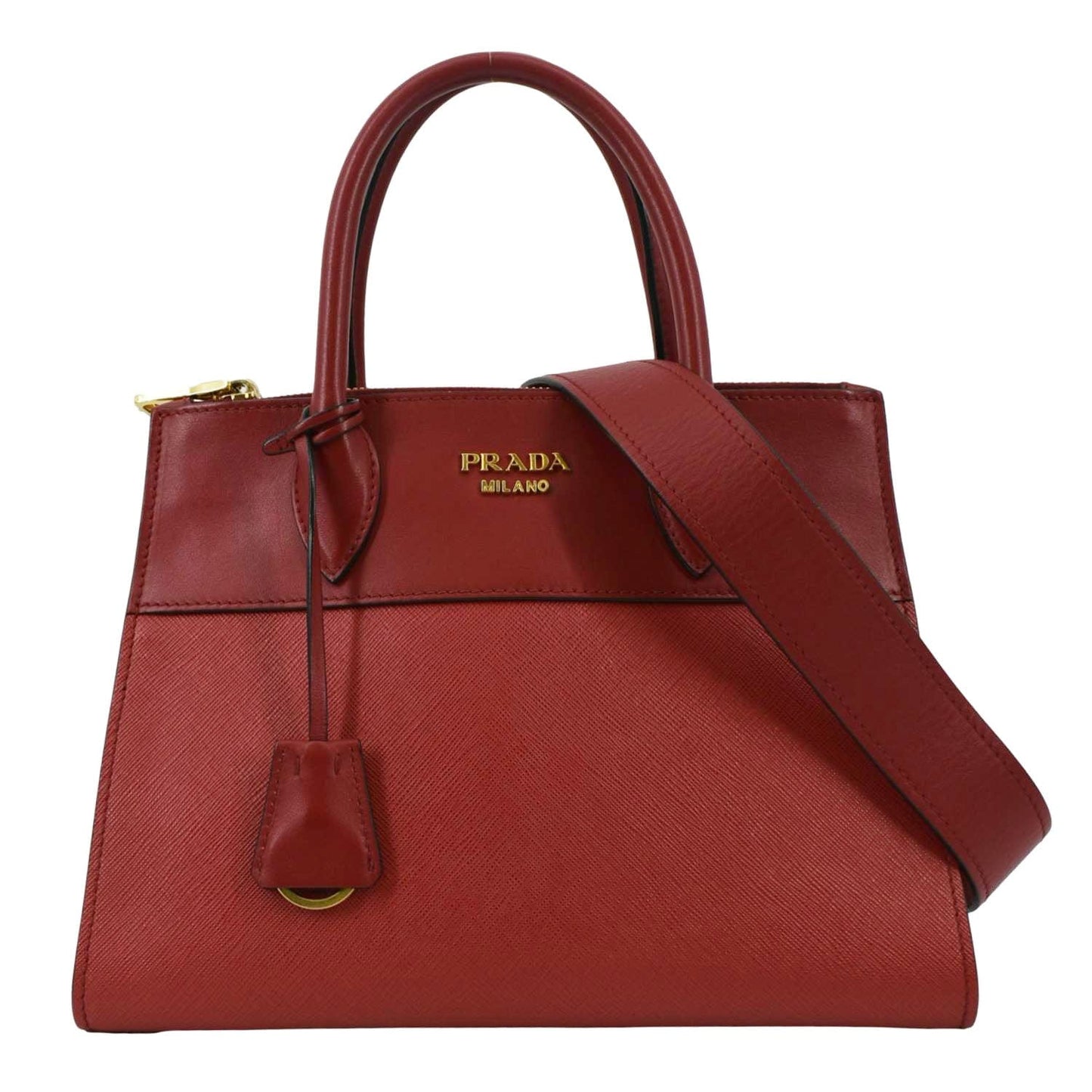 Paradigme Saffiano Tote Shoulder Bag Leather Red