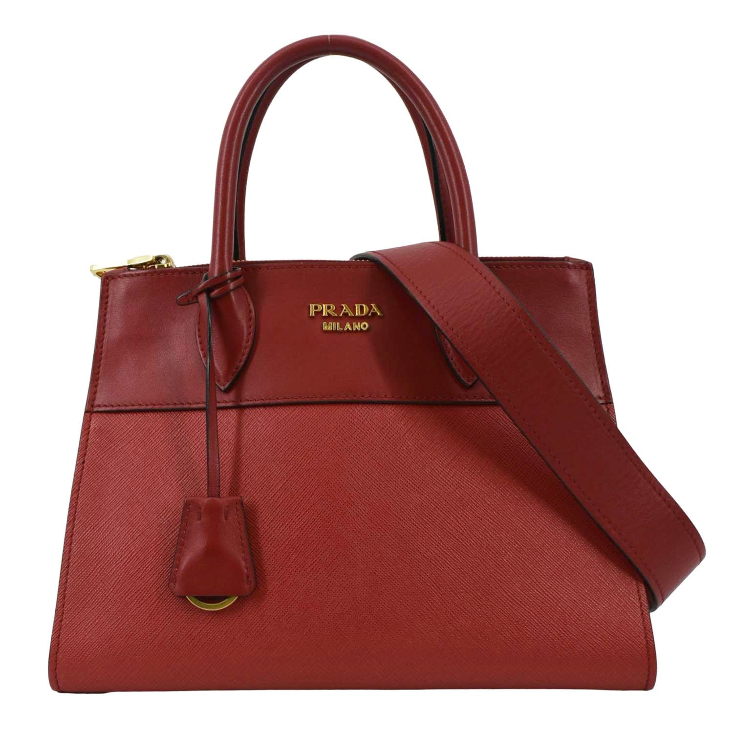 Paradigme Saffiano Tote Shoulder Bag Leather Red