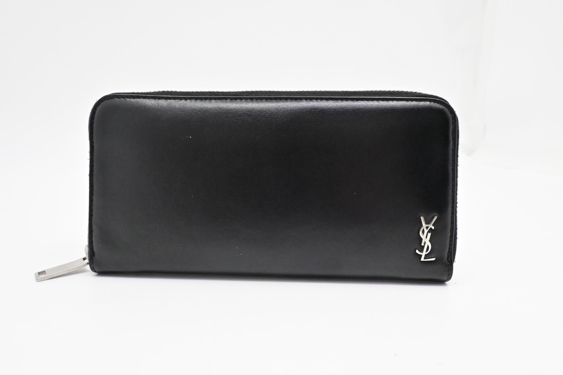 YSL Saint Laurent Zippy Long Wallet In Travel Bag Leather Black