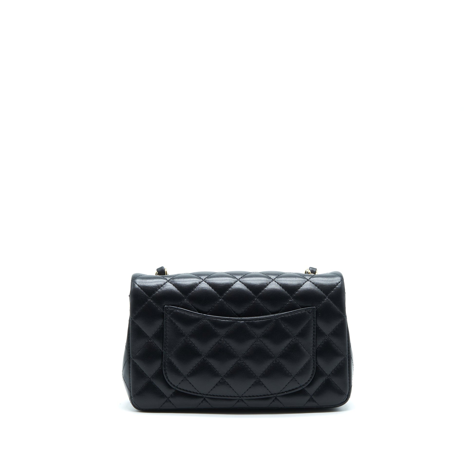 Chanel Rectangular Flap Lambskin LGHW Microchipï¼ Black Shoulder Bag