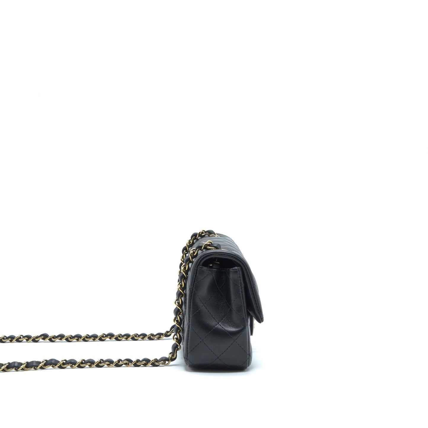Chanel Rectangular Flap Lambskin LGHW Microchipï¼ Black Shoulder Bag