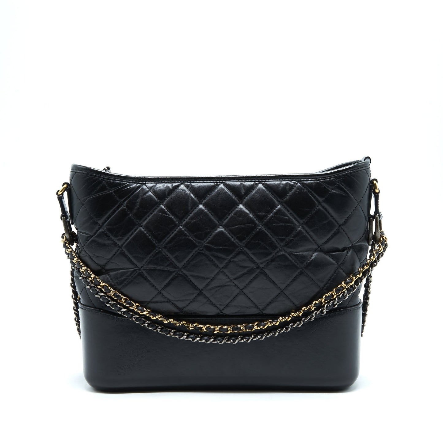 Chanel Gabrielle Hobo Sliver Hardware Black Gold Shoulder Bag