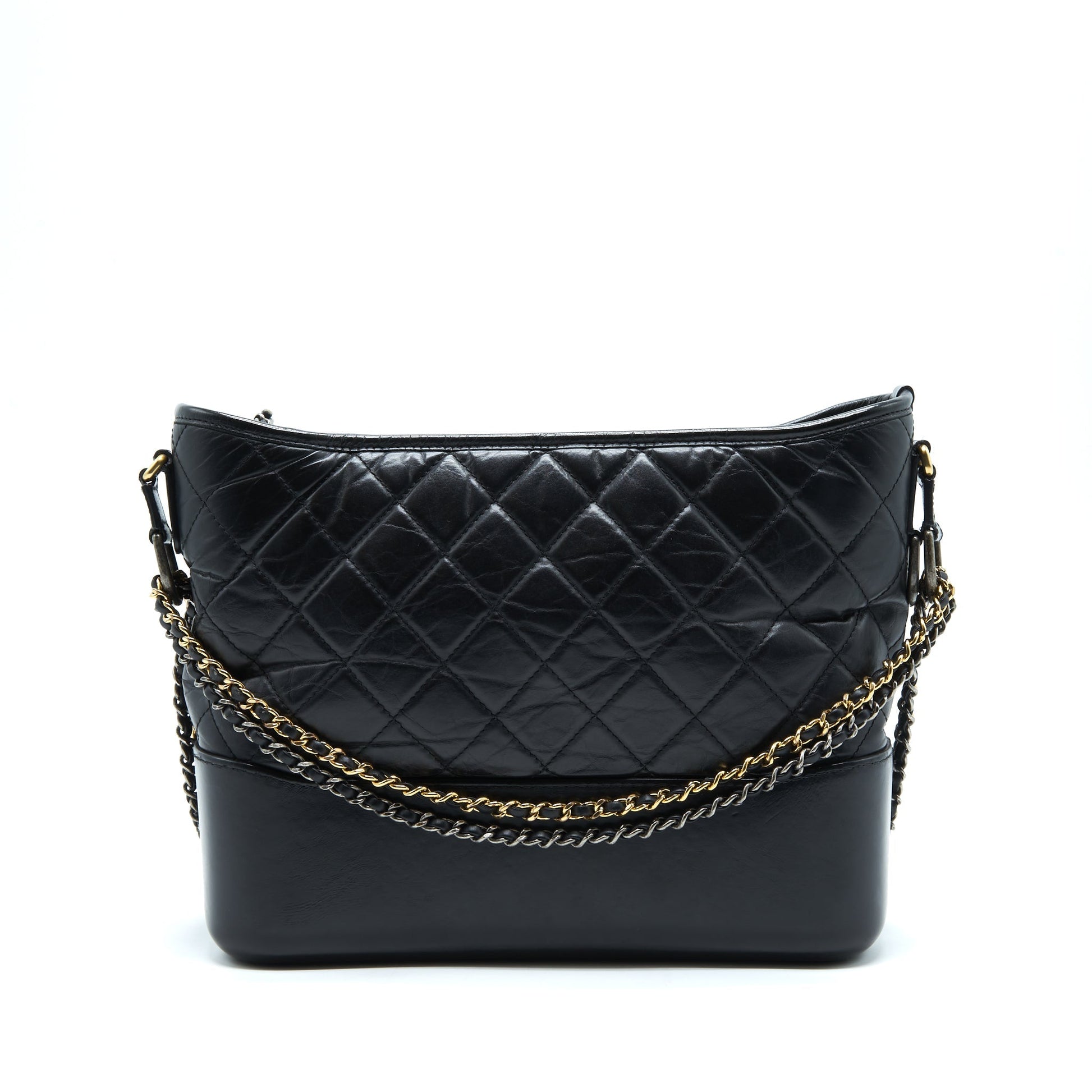 Chanel Gabrielle Hobo Sliver Hardware Black Gold Shoulder Bag