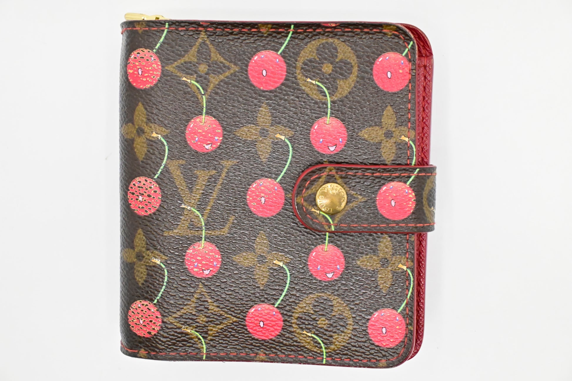 Louis Vuitton x Takashi Murakami Compact Zippy Monogram Canvas Handbag
