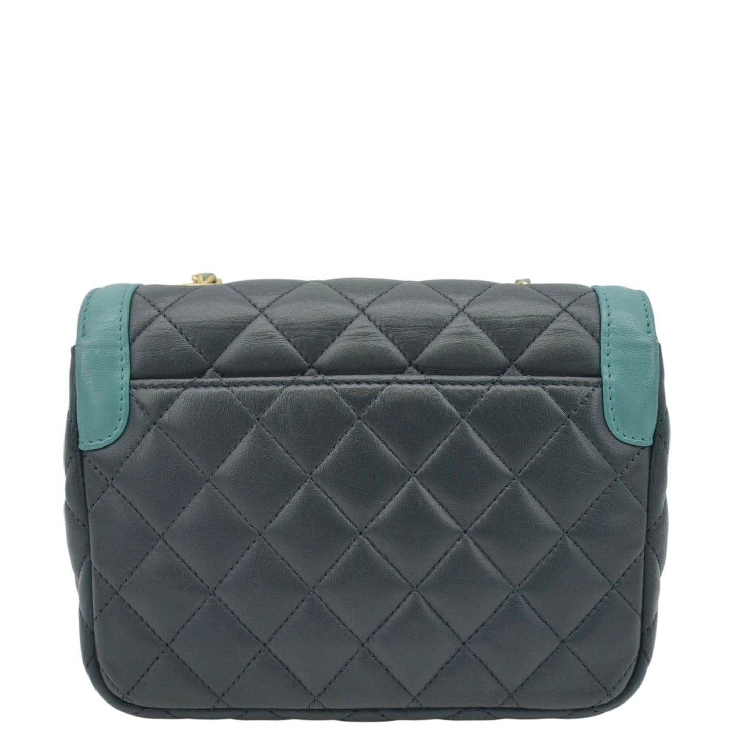 Chanel Day Flap Quilted Dark Leather Green Travel Bag
