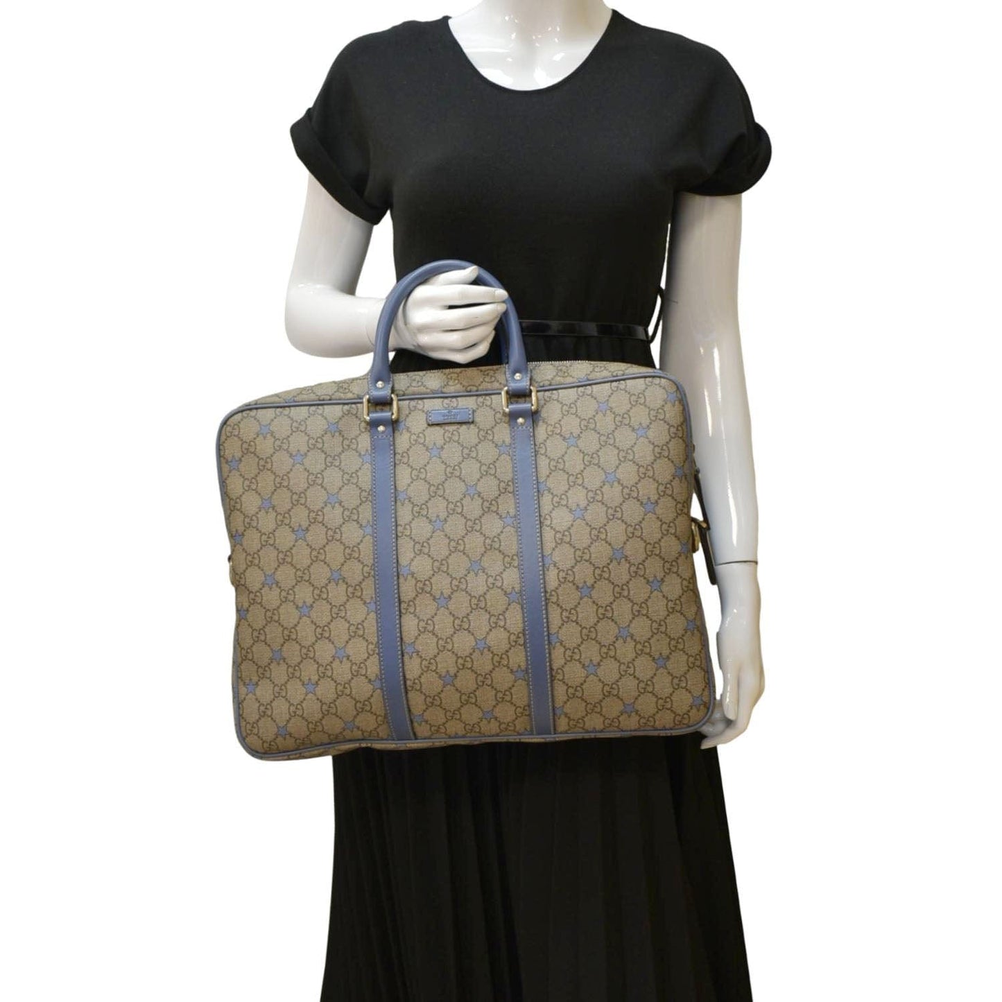 Gucci Supreme Stars Briefcase Bag Beige Travel Bag