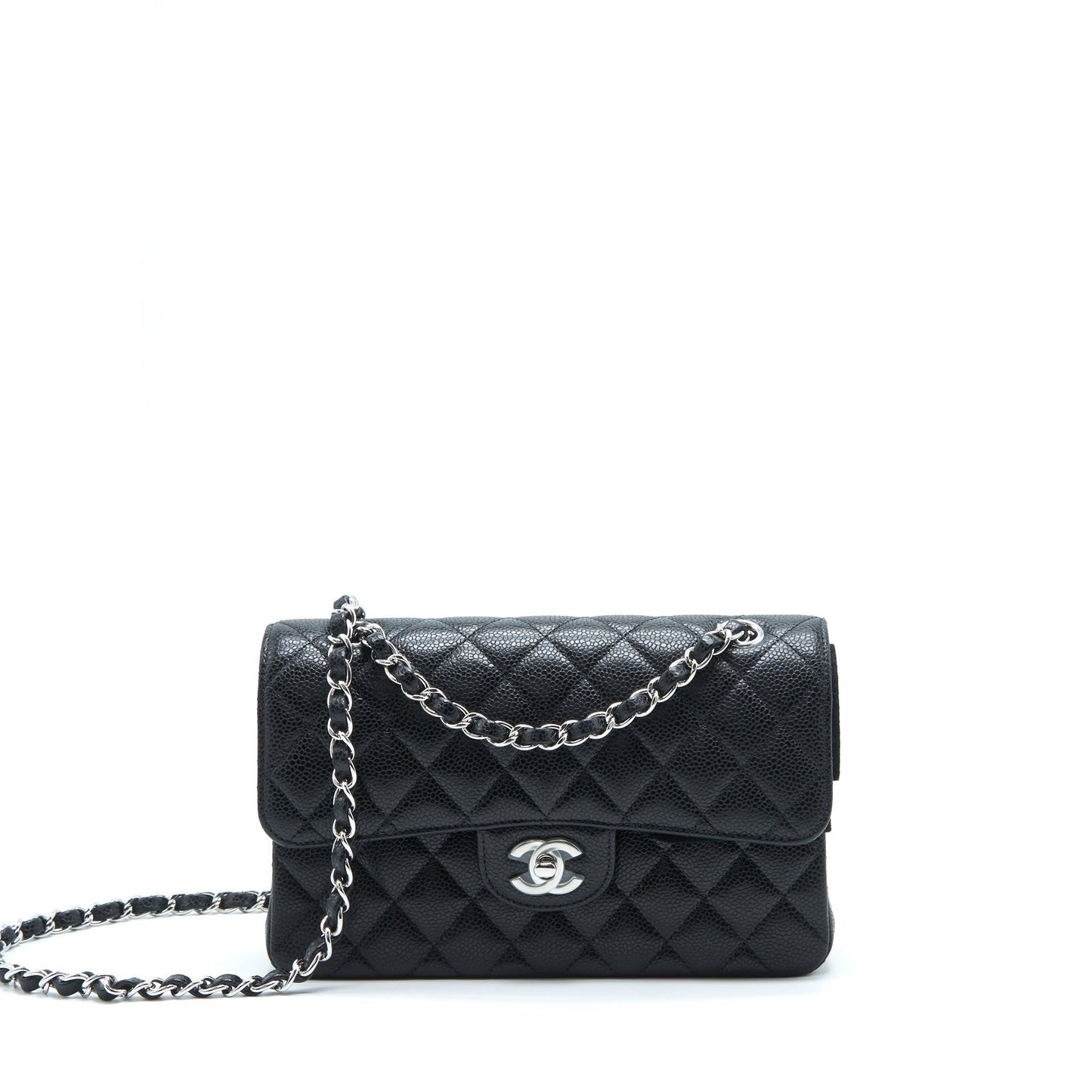 Chanel Classic Flap Caviar SHW Microchip Black Small Shoulder Bag