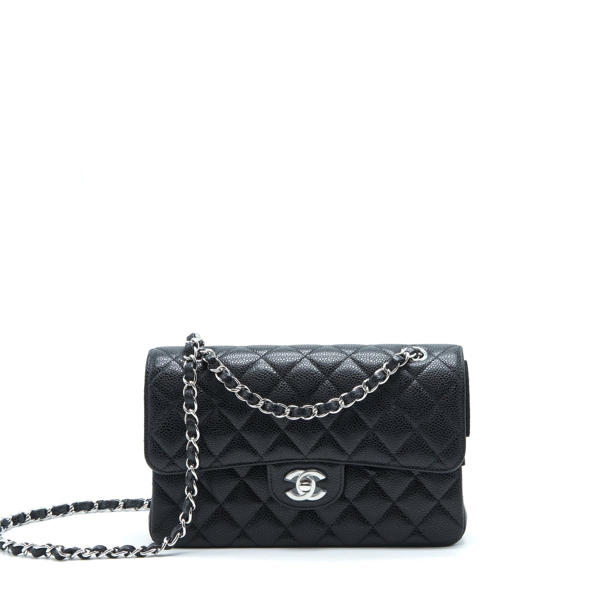 Chanel Classic Flap Caviar SHW Microchip Black Small Shoulder Bag