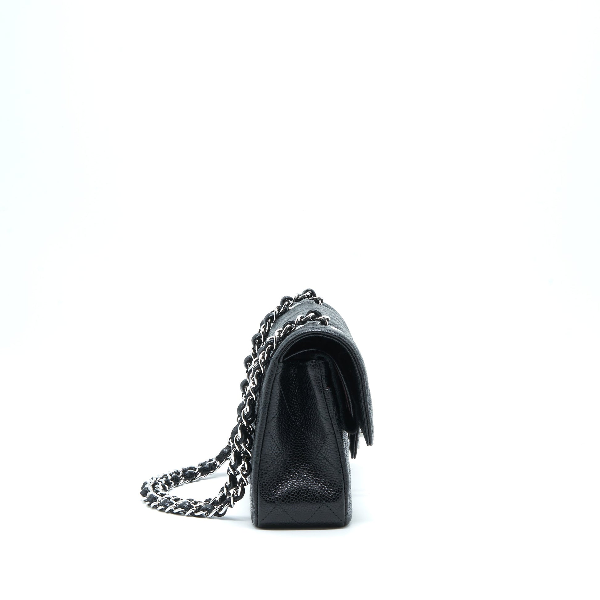 Chanel Classic Flap Caviar SHW Microchip Black Small Shoulder Bag