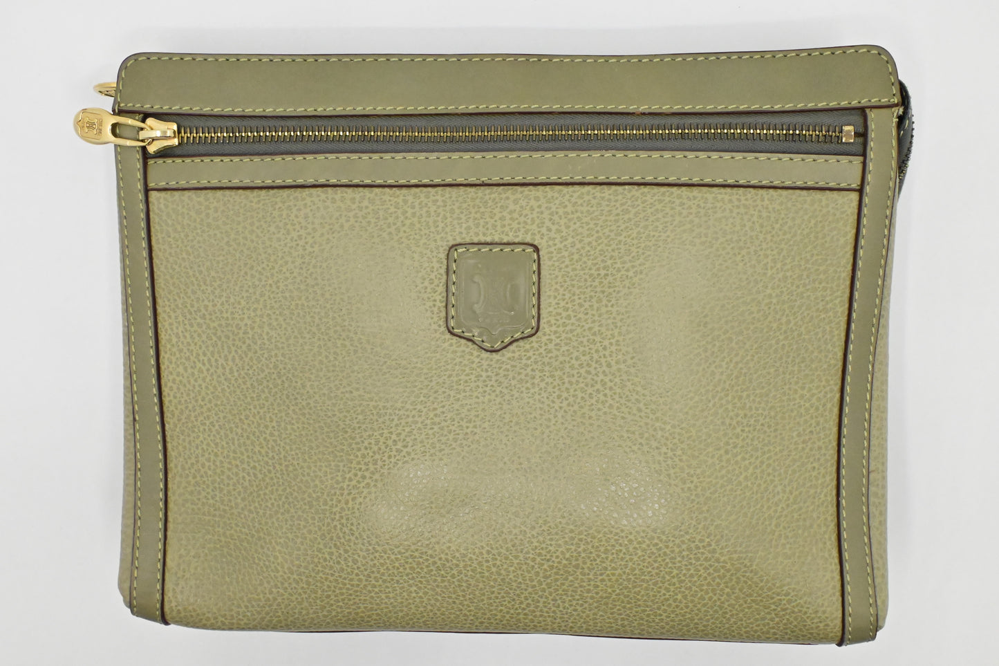 Celine Pouch In Olive Handbag Leather Green Travel Bag