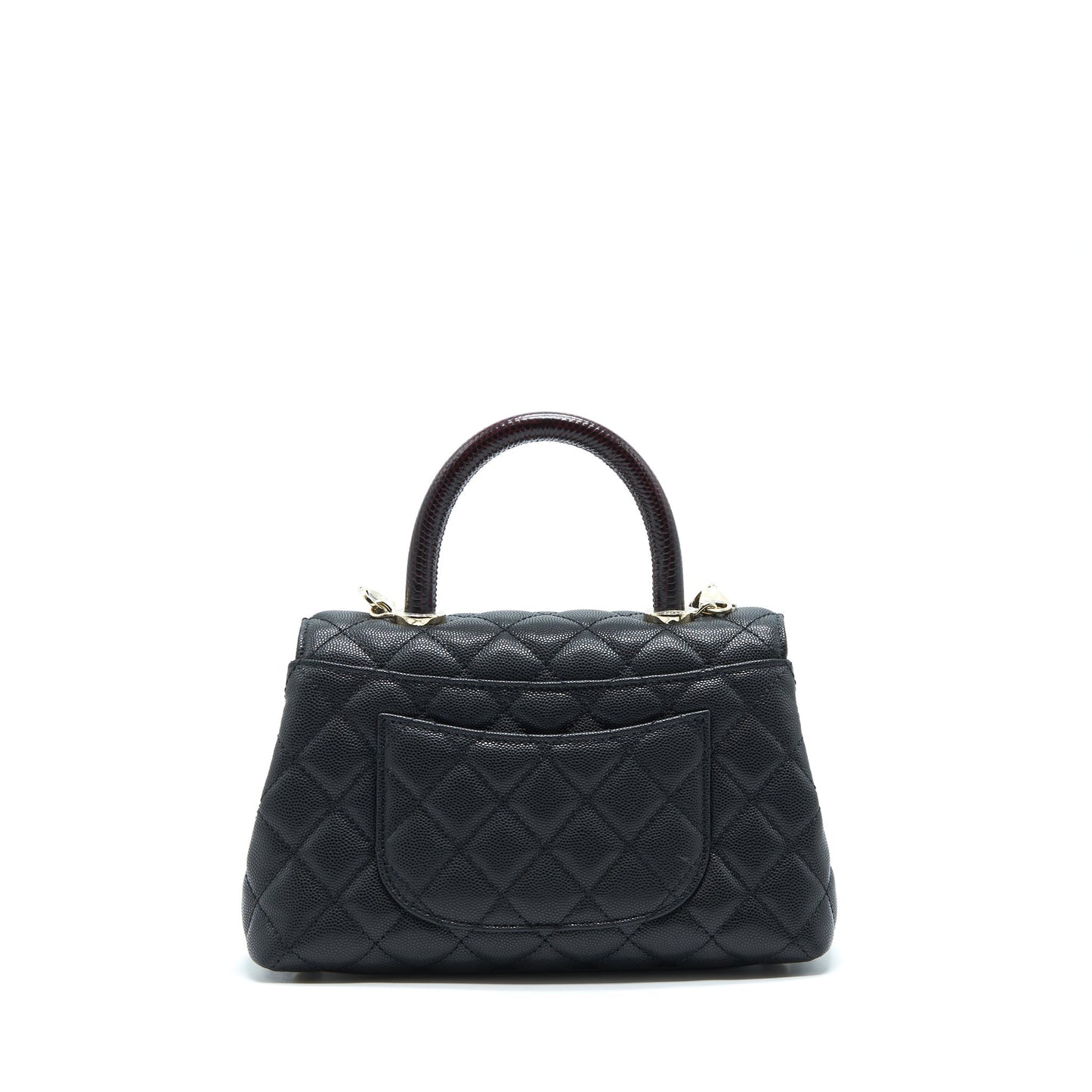 Chanel Coco Handle Caviar LGHW Embossed Handle Black Red Small Handbag