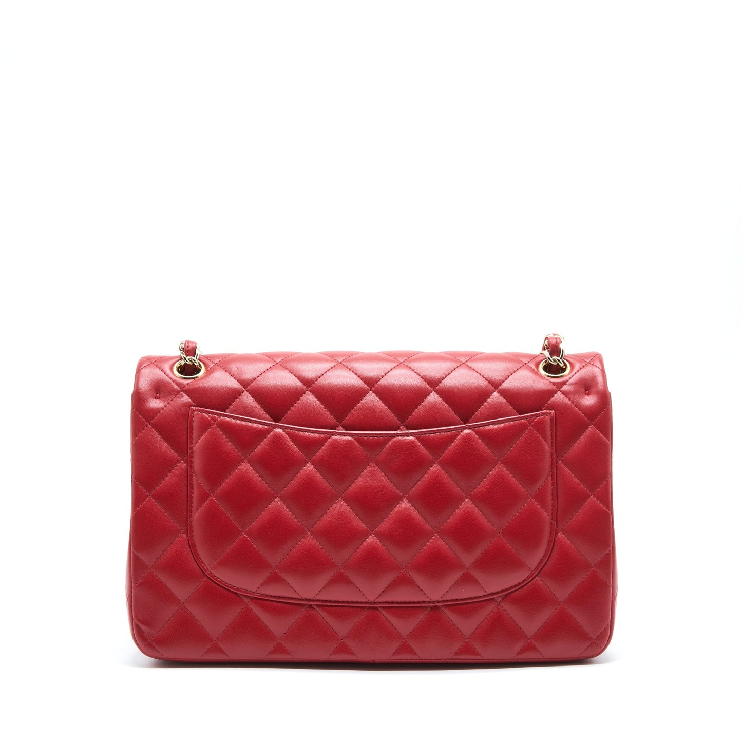 Chanel Classic Jumbo Double Flap Lambskin LGHW Red Shoulder Bag