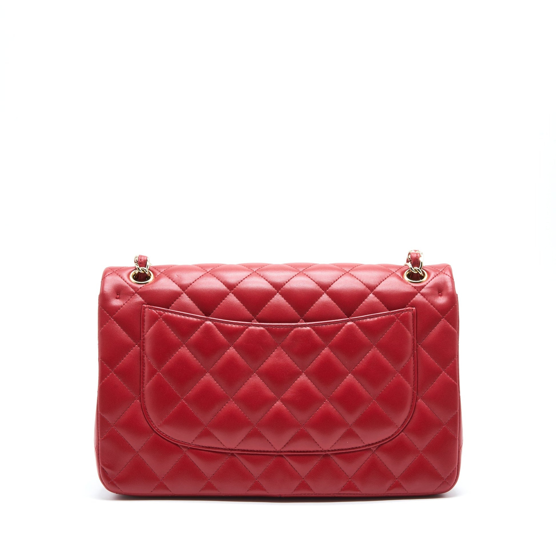 Chanel Classic Jumbo Double Flap Lambskin LGHW Red Shoulder Bag