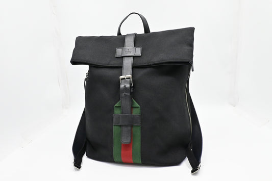 Gucci Web Techno Backpack Canvas Black