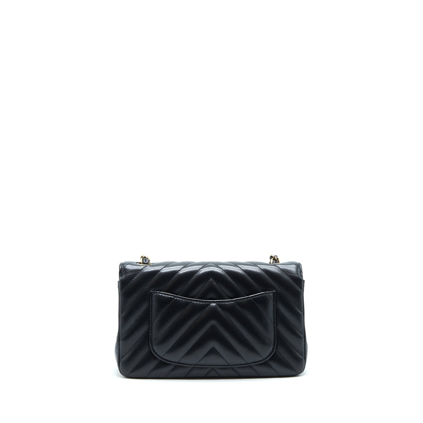 Chanel Chevron Rectangular Flap Lambskin LGHW Black Shoulder Bag