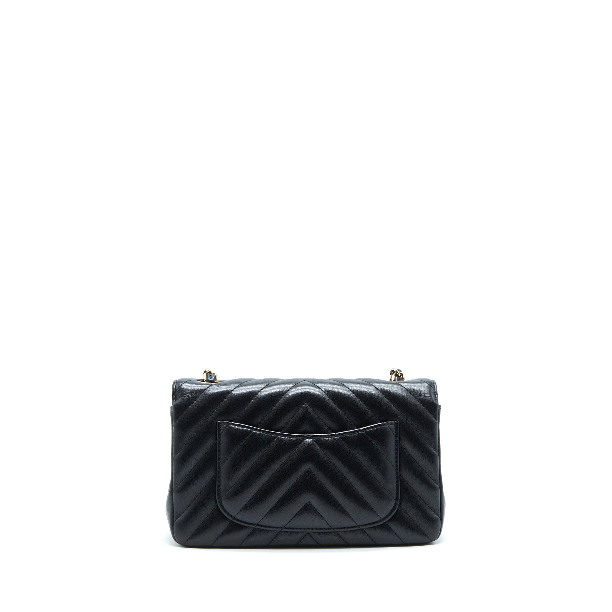 Chanel Chevron Rectangular Flap Lambskin LGHW Black Shoulder Bag