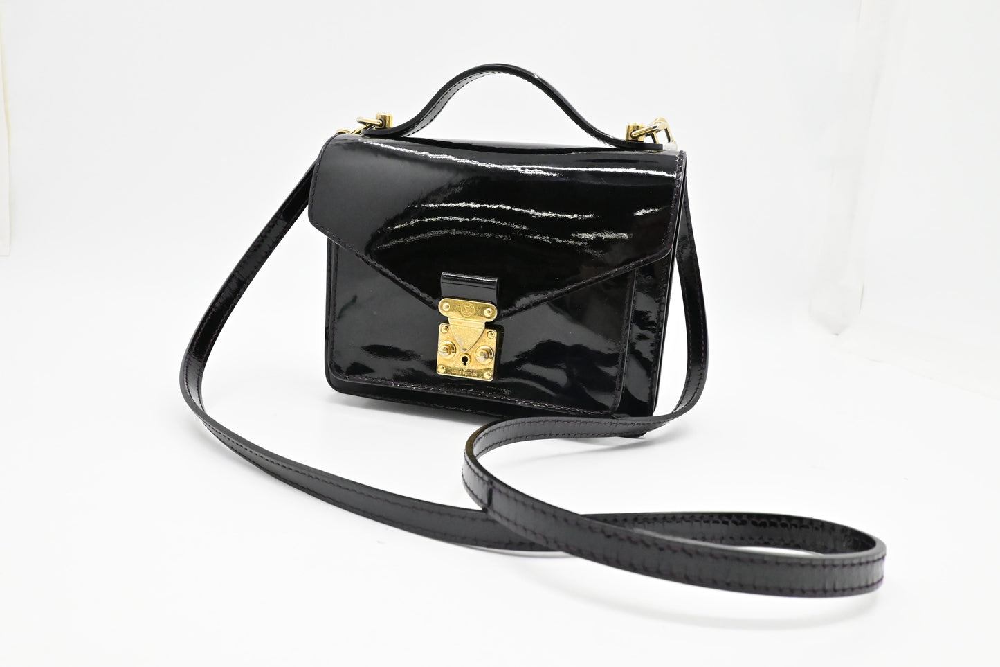 Louis Vuitton Monceau BB Vernis Leather Black Handbag