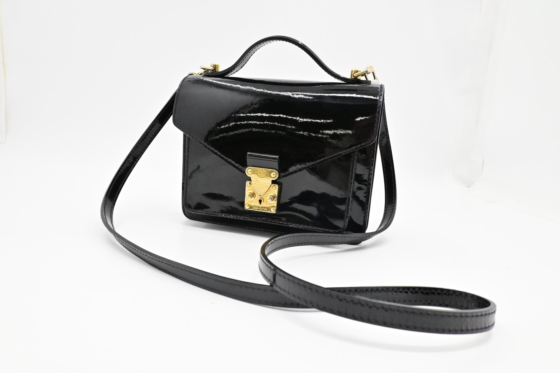 Louis Vuitton Monceau BB Vernis Leather Black Handbag