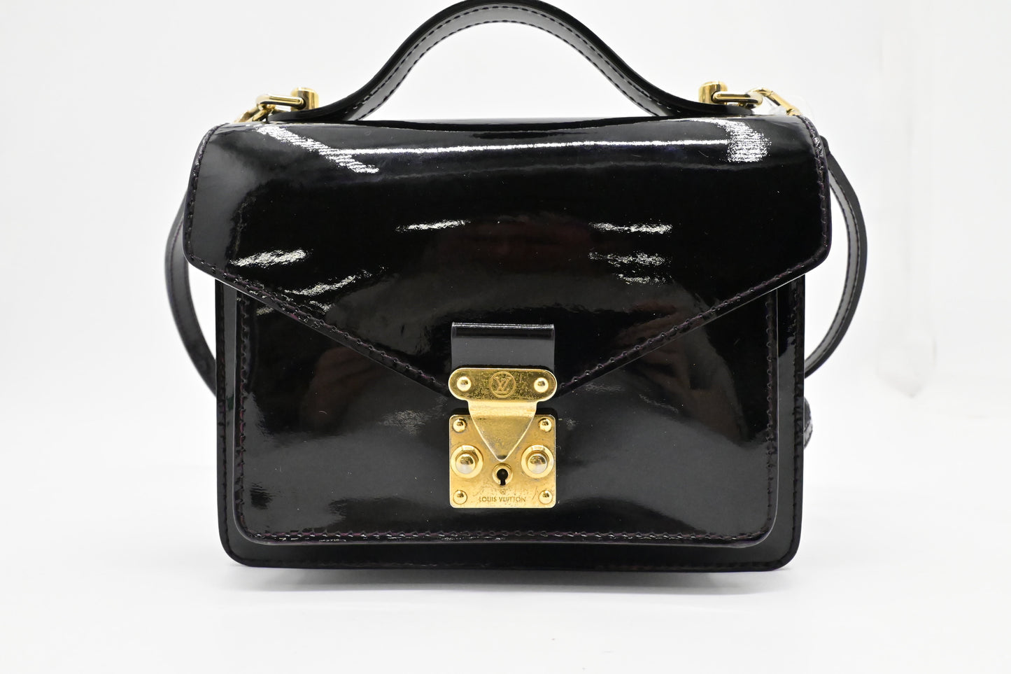 Louis Vuitton Monceau BB Vernis Leather Black Handbag