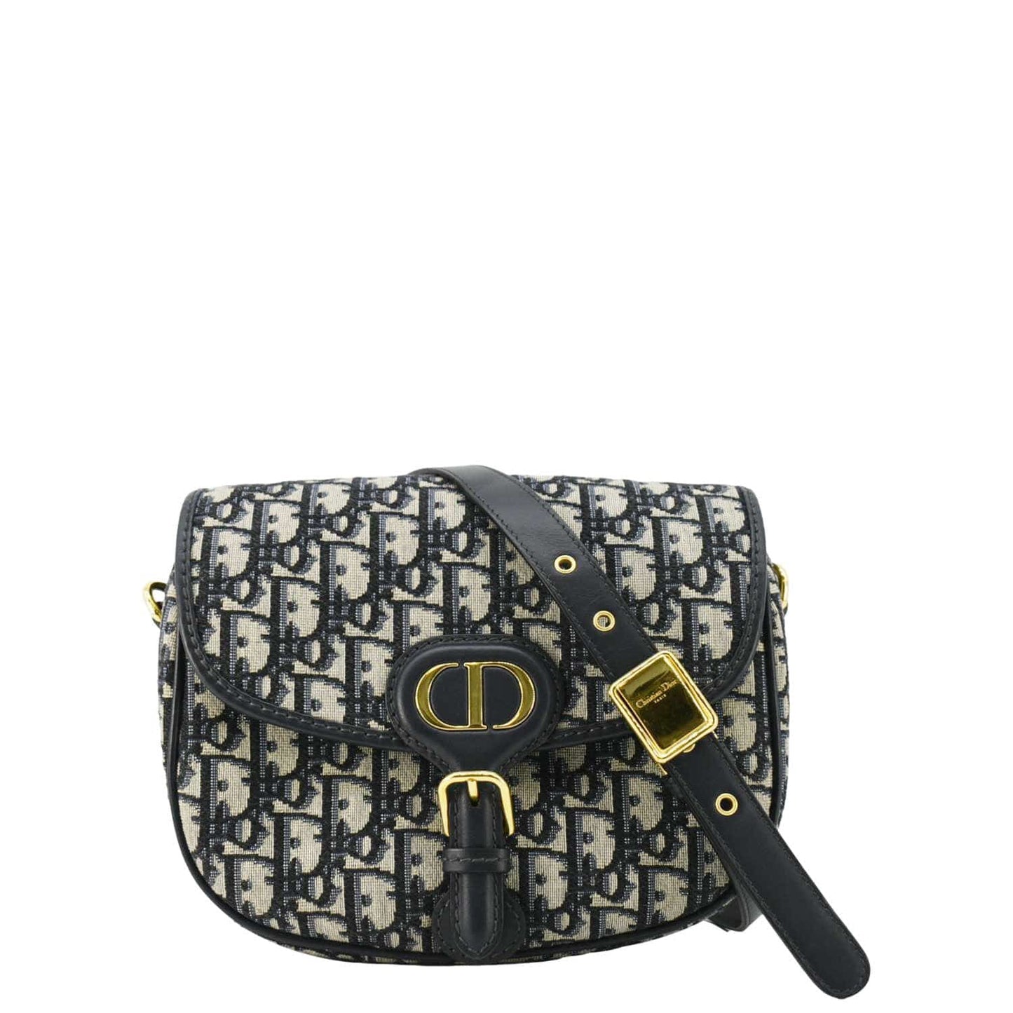 Dior Bobby Oblique Jacquard Crossbody Bag Navy Canvas Blue