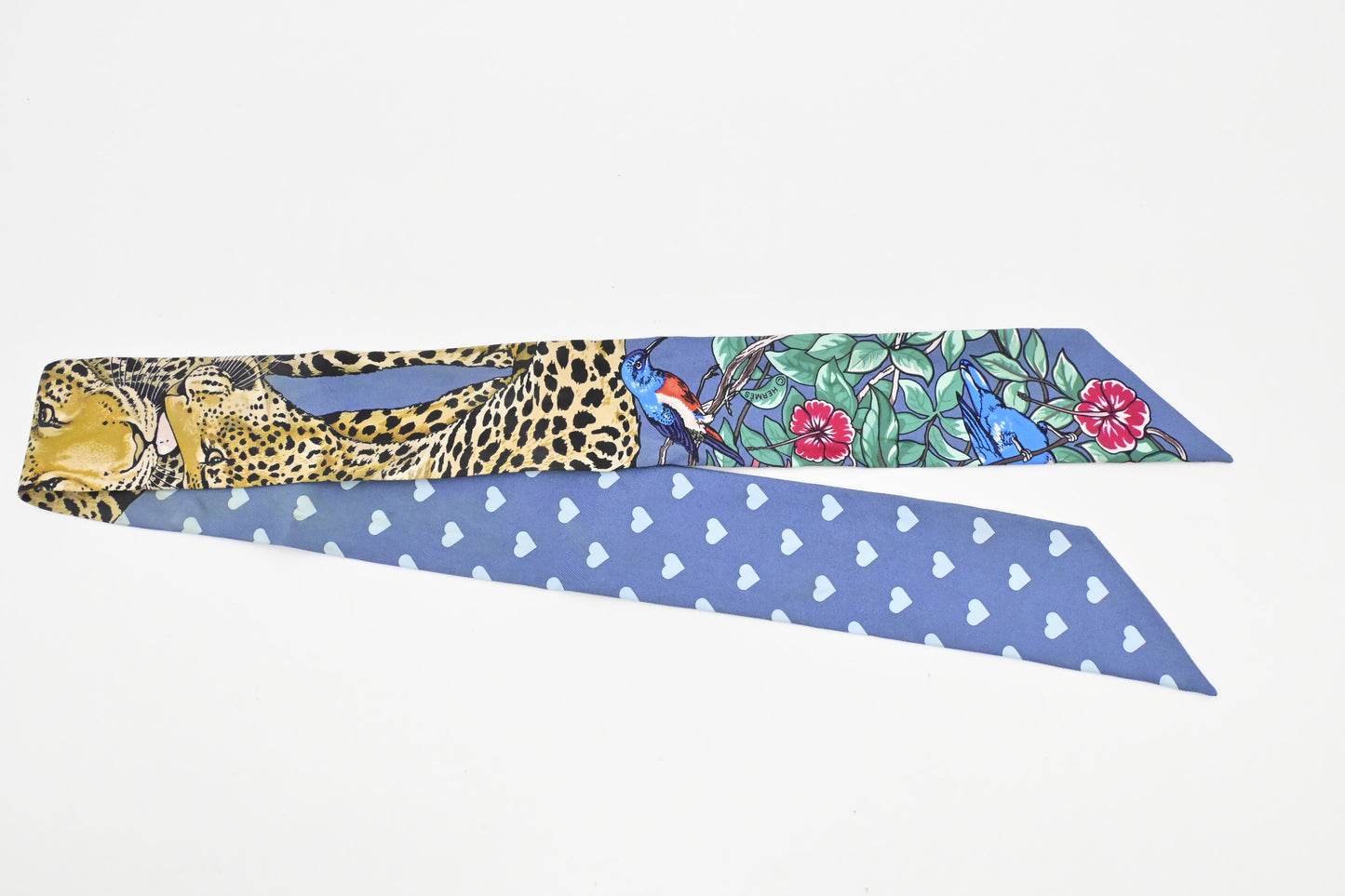 Hermes 'Jungle Love' Twilly In Silk Handbag Blue Travel Bag