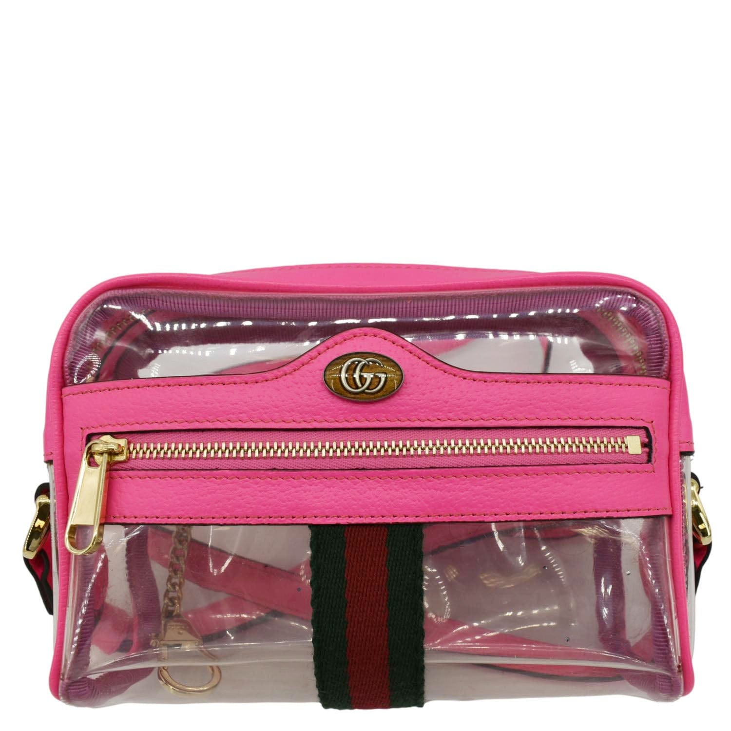 Gucci Ophidia Web Pvc Shoulder Bag Fluorescent Fuchsia Mini
