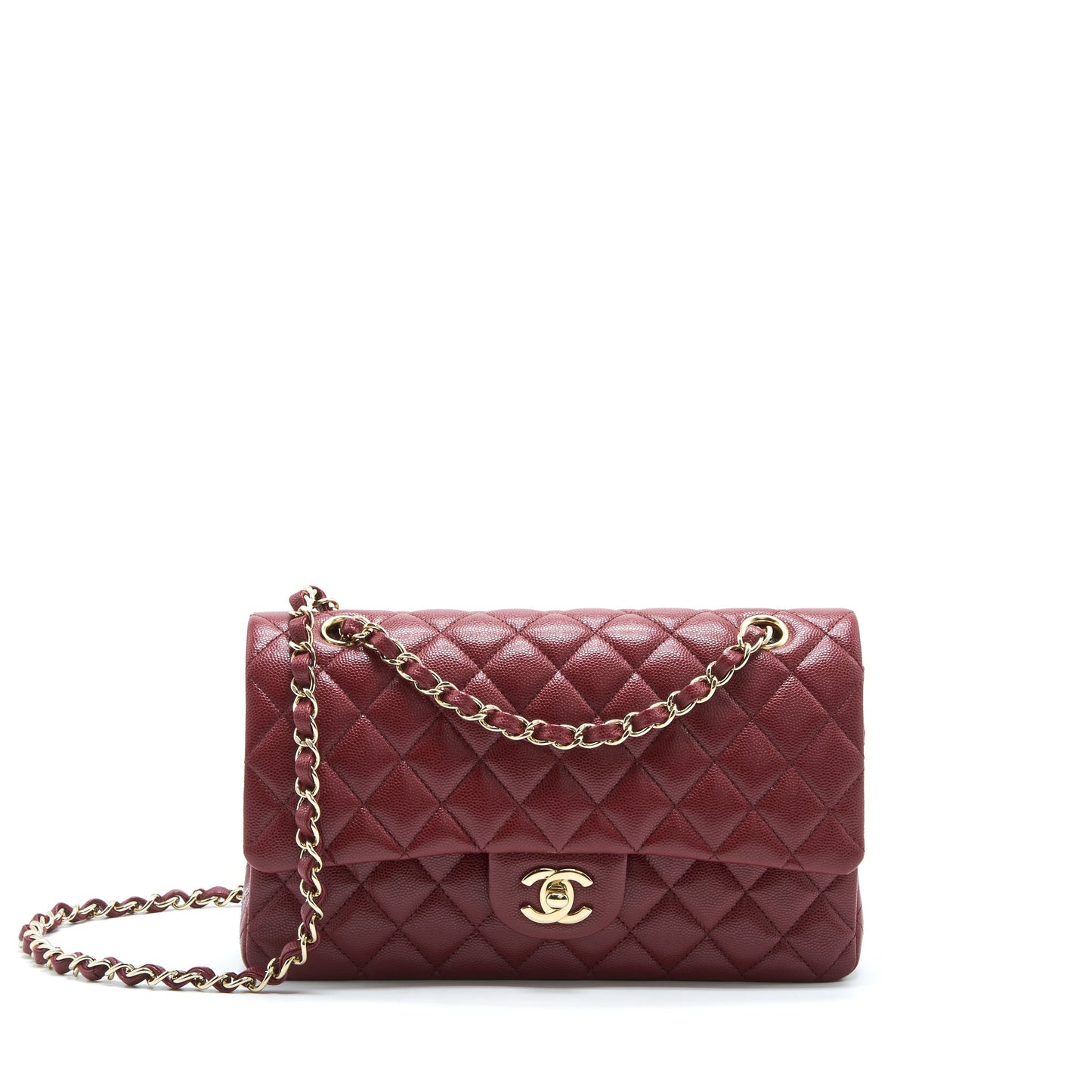 Chanel Classic Double Flap Caviar Dark LGHW Red Shoulder Bag