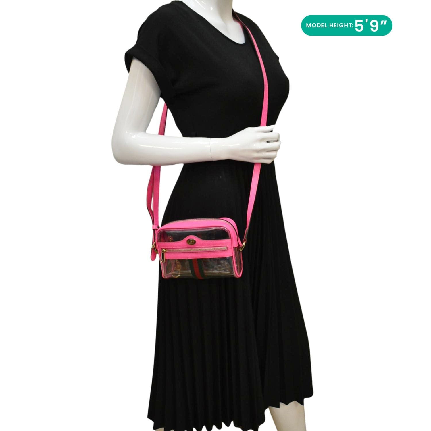 Gucci Ophidia Web Pvc Shoulder Bag Fluorescent Fuchsia Mini