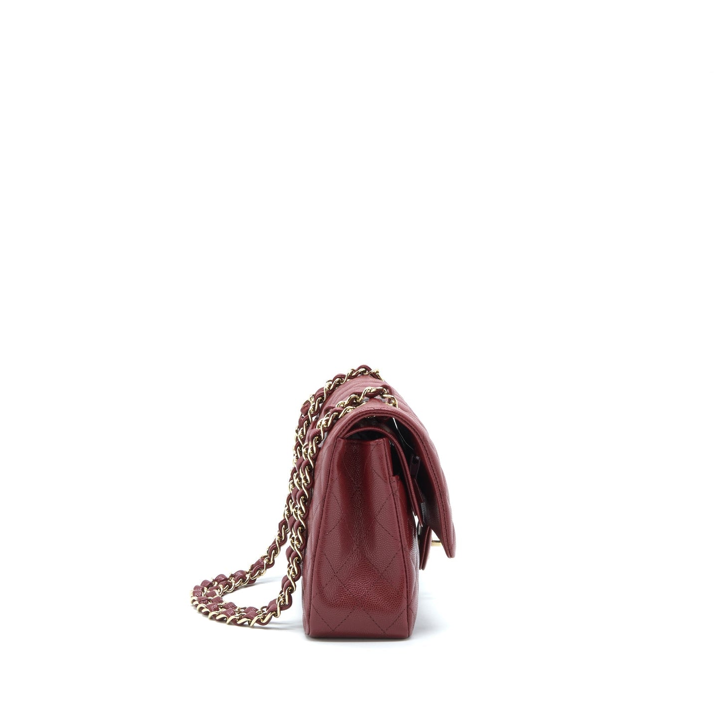 Chanel Classic Double Flap Caviar Dark LGHW Red Shoulder Bag