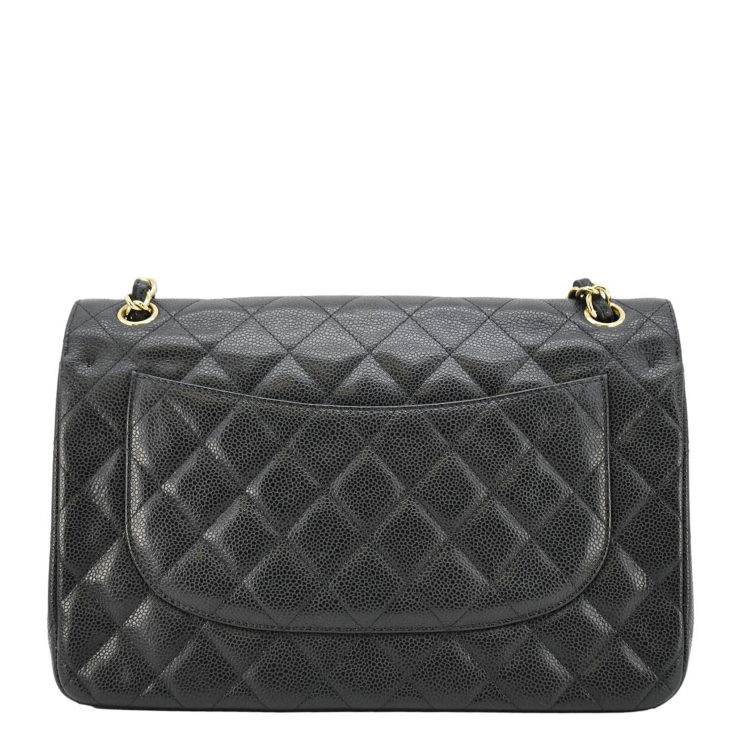Chanel Classic Jumbo Double Flap Quilted Leather Black Travel Bag Jumbo Flap