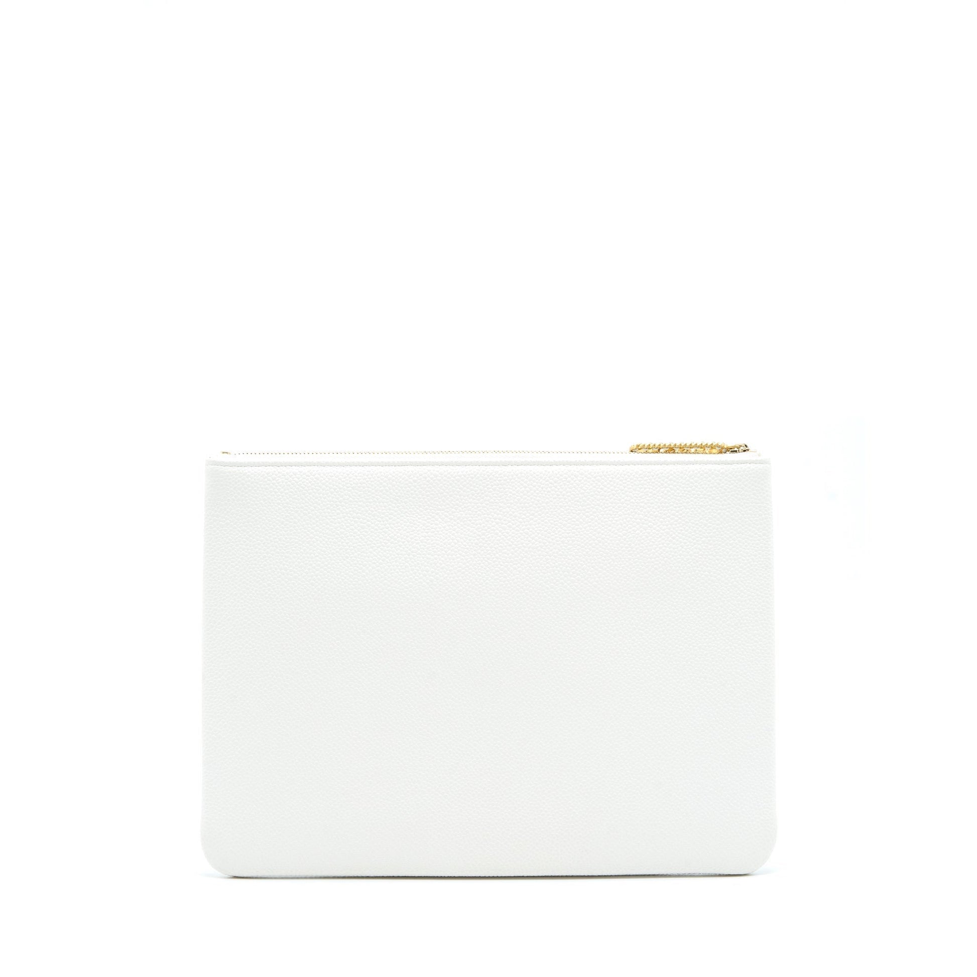Chanel Seasonal Zippy Caviar GHW White Handbag
