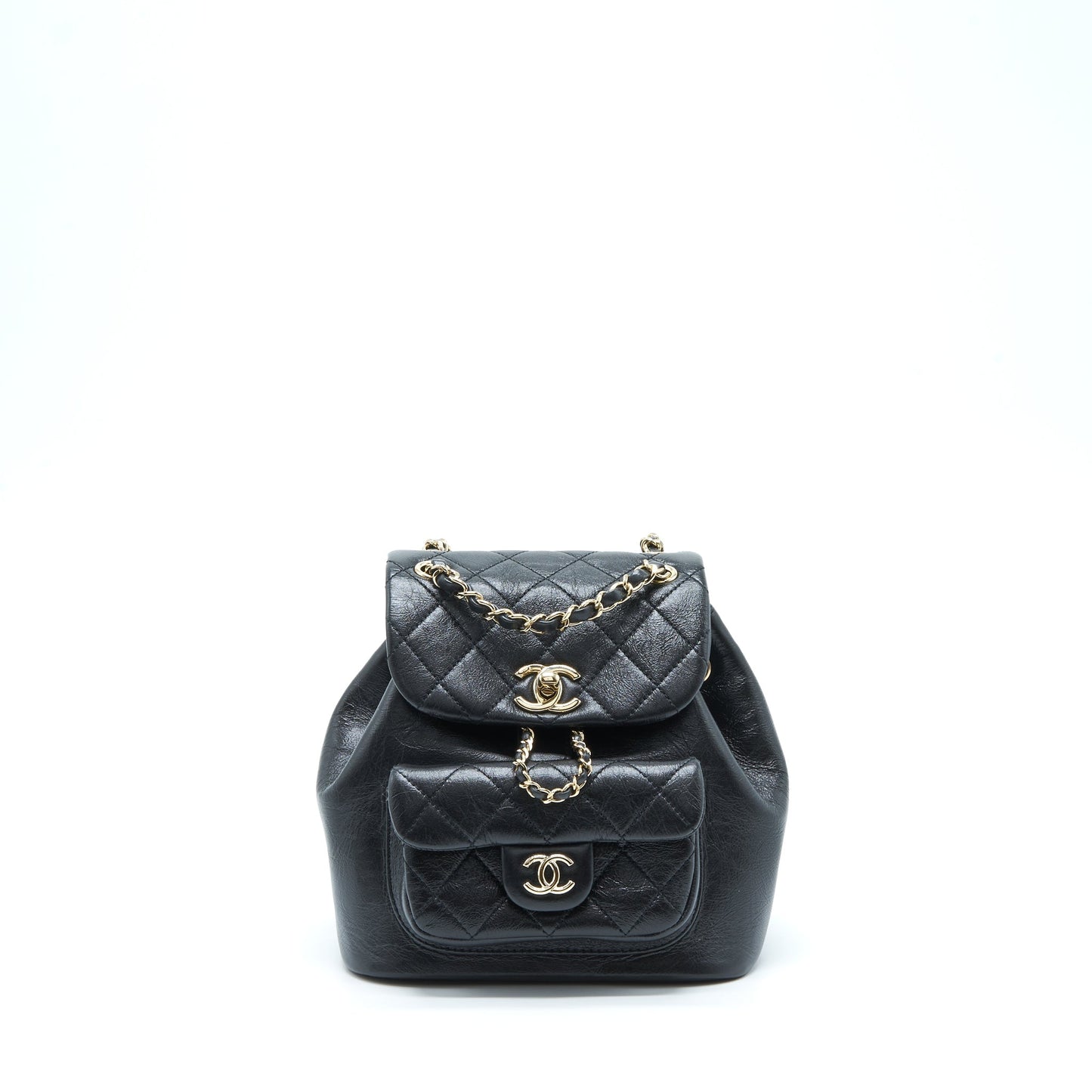 Chanel 22C Duma Backpack Calfskin LGHW Microchip Black Lghw Microchip