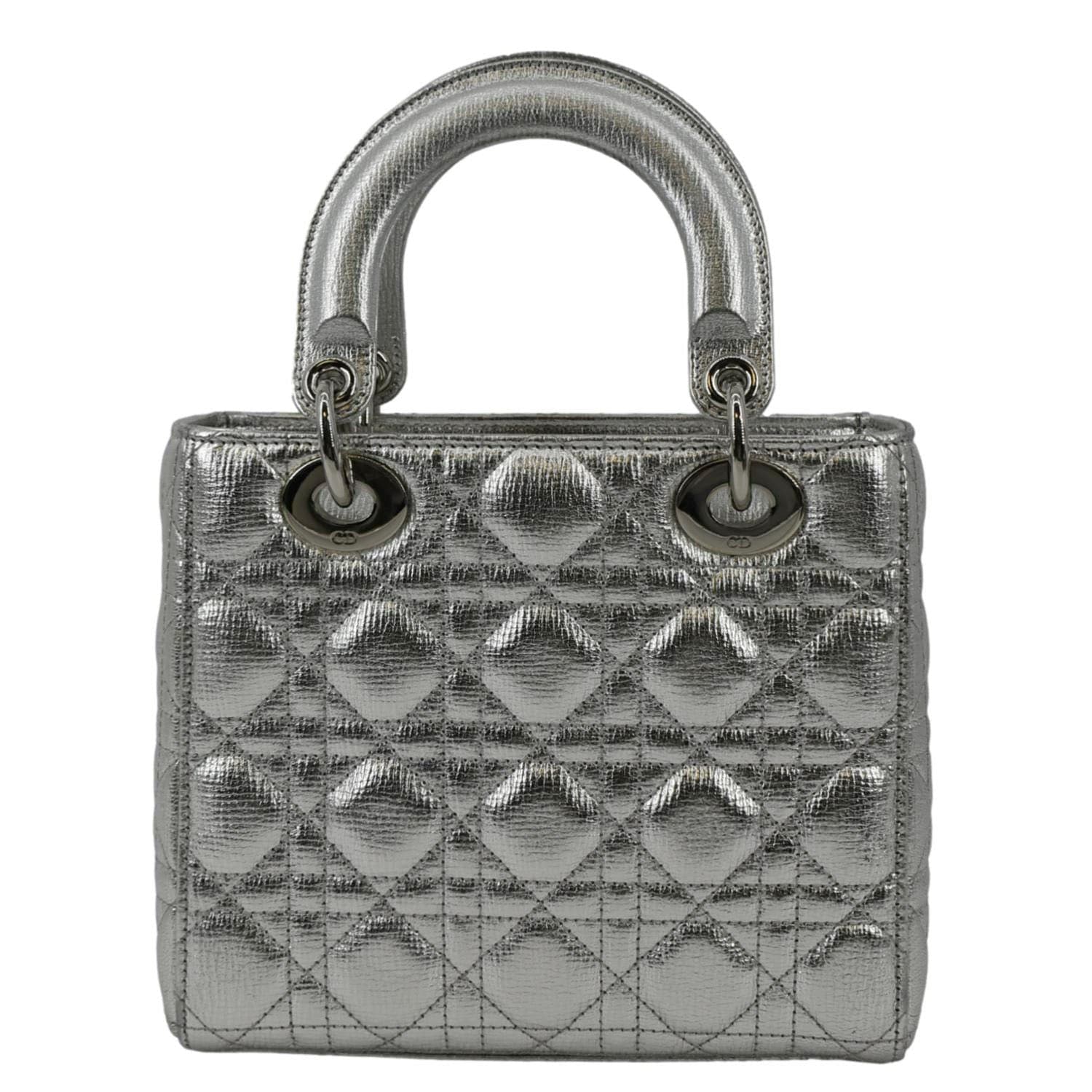 Dior Lady Shoulder Bag Metallic Leather Lambskin Silver Dior Metallic Silver