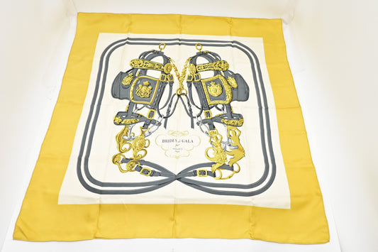 Hermes 'Brides De Gala' Carre In Yellow Silk Travel Bag