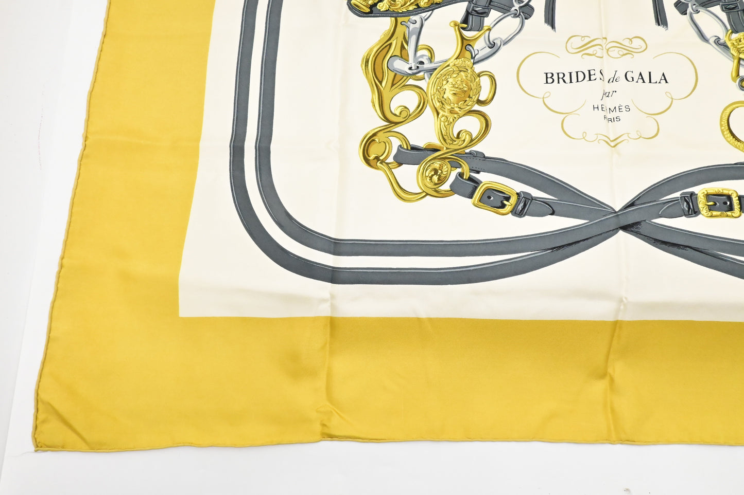 Hermes 'Brides De Gala' Carre In Yellow Silk Travel Bag