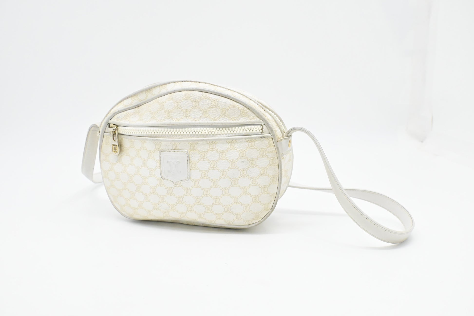 Celine Crossbody In Macadam Handbag Canvas White Crossbody Bag