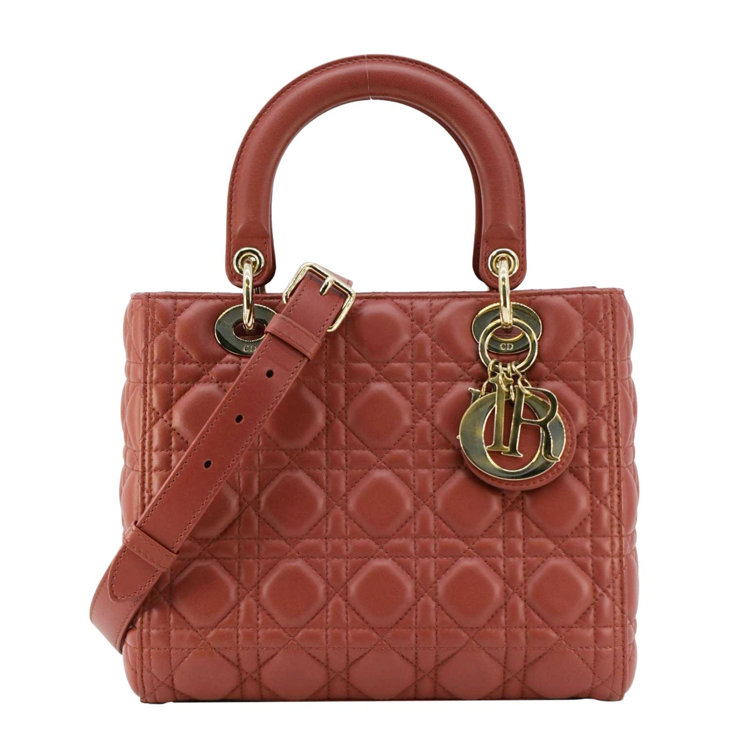 Dior Lady Cannage Shoulder Bag Leather Red