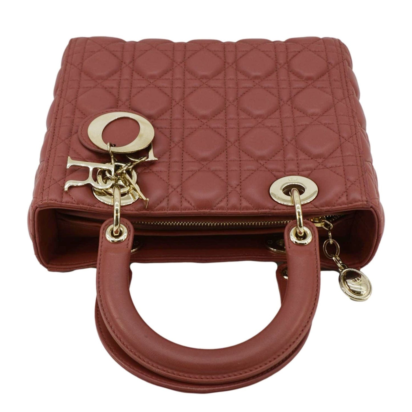 Dior Lady Cannage Shoulder Bag Leather Red Medium