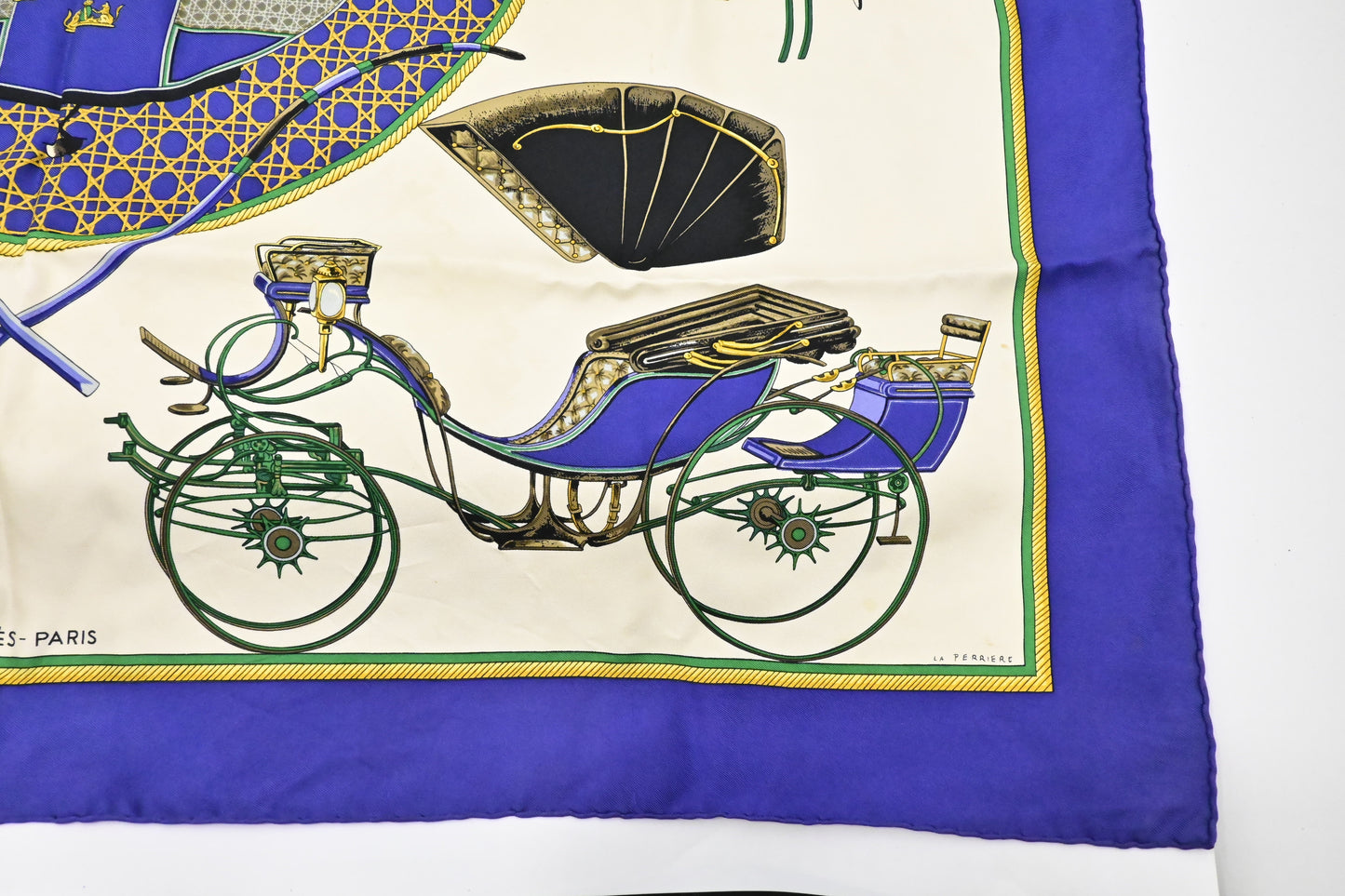 Hermes 'Les Voitures A Transformation' Carre In Silk Blue Travel Bag